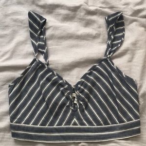 Blue striped tank top crop top